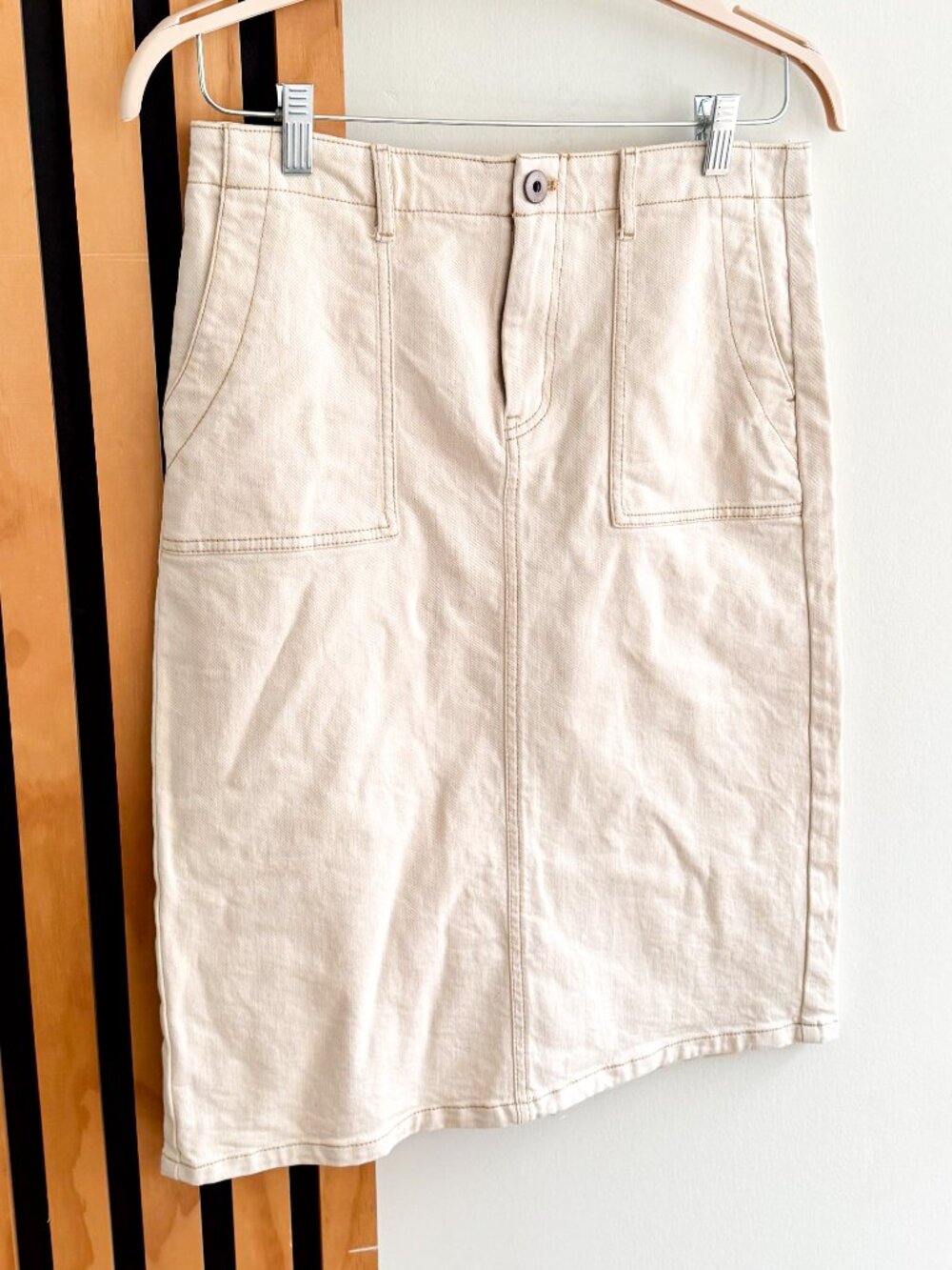 90s Romcom Midi Beige Denim Skirt Vintage J Jill (6)